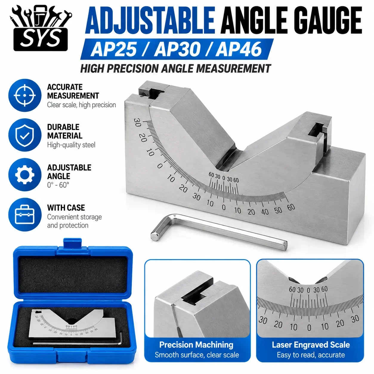 Milling Machine Precision Parts Adjustable Pad 0/30/60 Angle Gauge Debugge V Block Angler Top Tool AP25 AP30 AP46 For Measuring