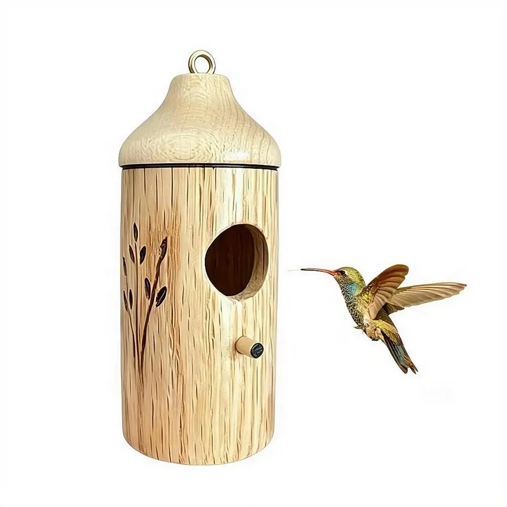 Kolibri-Haus Hängendes Vogelhaus aus Holz Handgefertigtes Nest Wildvogelhaus für Außenbereich Garten Dekoration – Detail 3