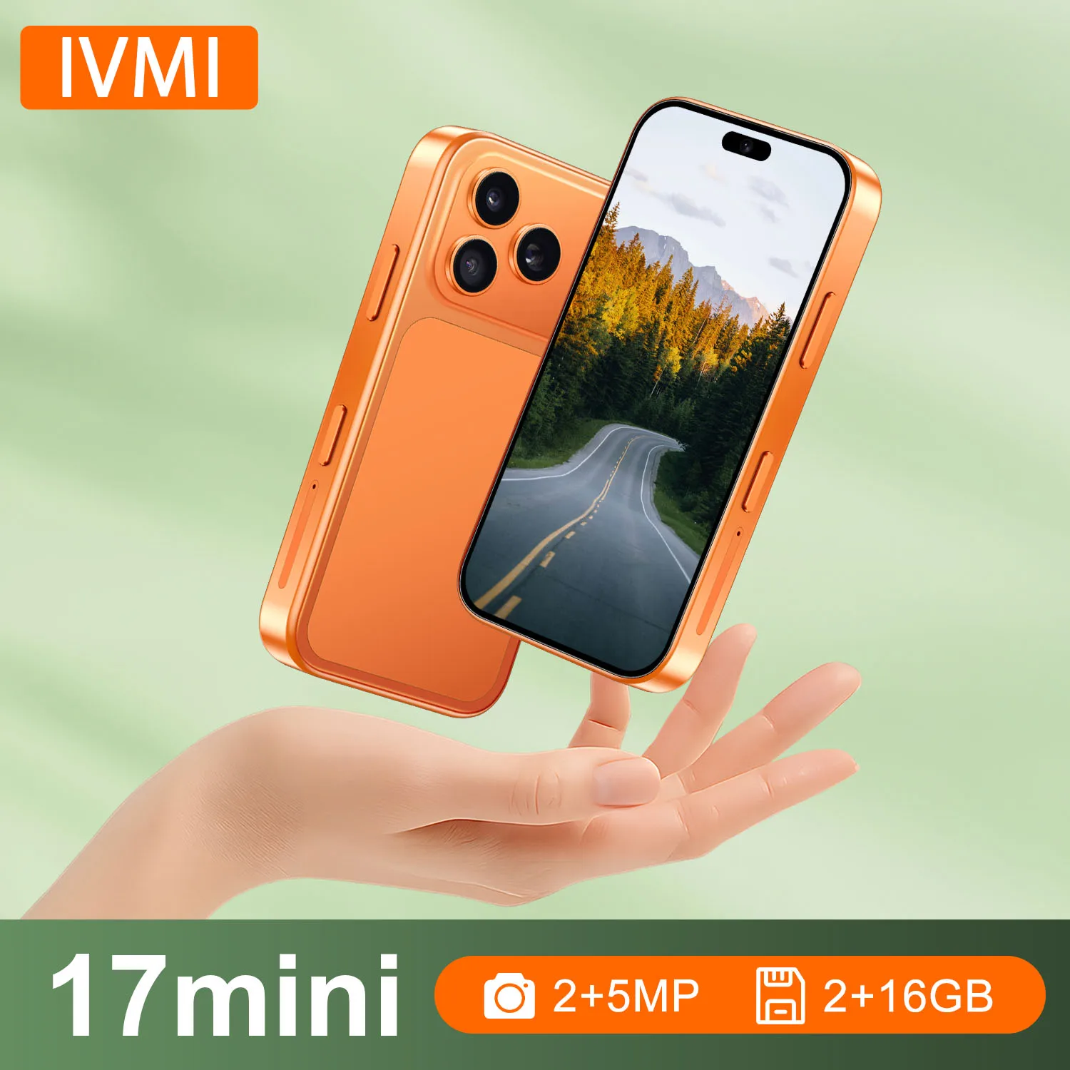 IVMI 17 mini Small Android Smartphone Dual SIM Card 2GB RAM 16GB ROM Play Store Wi-Fi Face Unlock 4.0 inch 3G MINI Mobile Phones