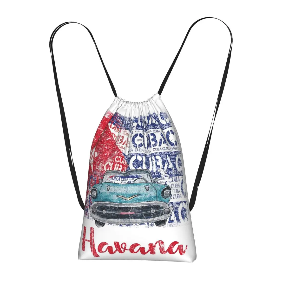 Cuba Cuban Havana Flag Gift Drawstring Backpack hiking cycling Bag Portable Travel Drawstring Bag for Men Women