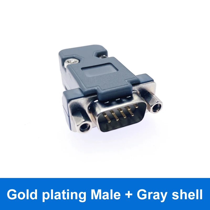 DB9 RS232 Plug Front Riveting/rear Riveting Connectors 9 Pin Blue Glue 2 Row Gold-plated Terminals Industrial Serial Port Plugs