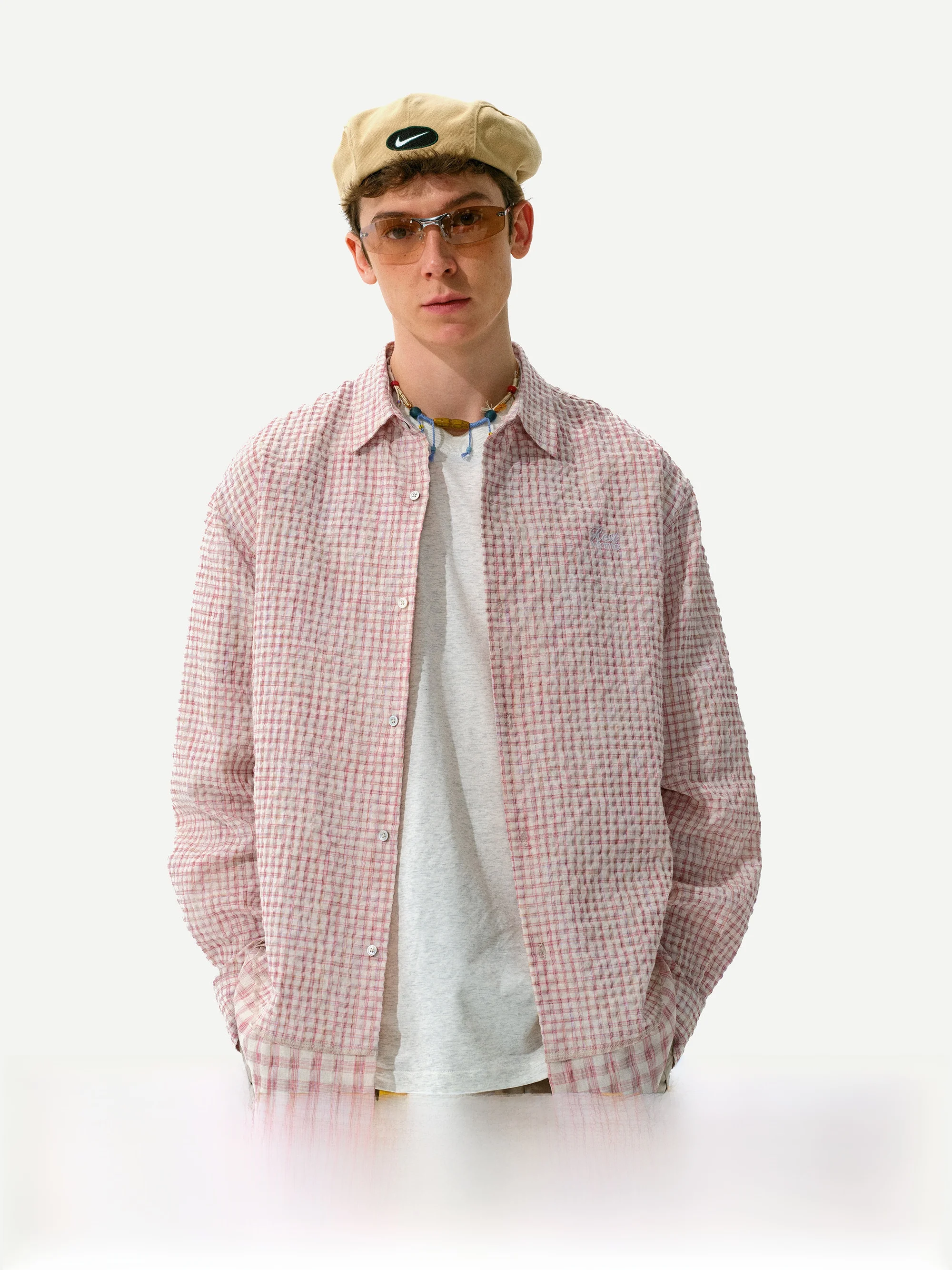 

Мужская рубашка свободного кроя в клетку Monterest с вышитым логотипом и элементами пэчворка, весенняя, для активного отдыха, дышащая, немнущаяся, из хлопка и полиэстера