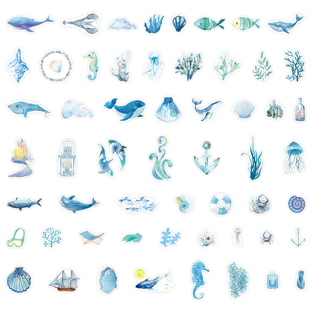 10/30/50PCS Aesthetics Ocean Sea Animal Stickers Cartoon Decoration Suitcase Scrapbooking Phone Stationery Kid Toy Sticker Gift