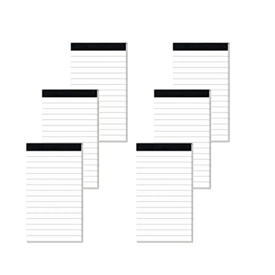 6 Pcs Note Pads Refills 3 x 5 ch Memo Small Notebook Writg Pads with 30 Sheets Each Pad College Ruled Led Paper NotePads White