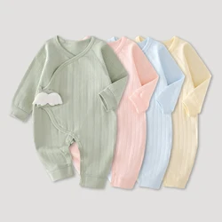 AYNIGIELL Spring and Autumn 0-6Months Baby Rompers Newborn Girls&Boys 100%Cotton Clothes Newborn Baby Solid Color Jumpsuit