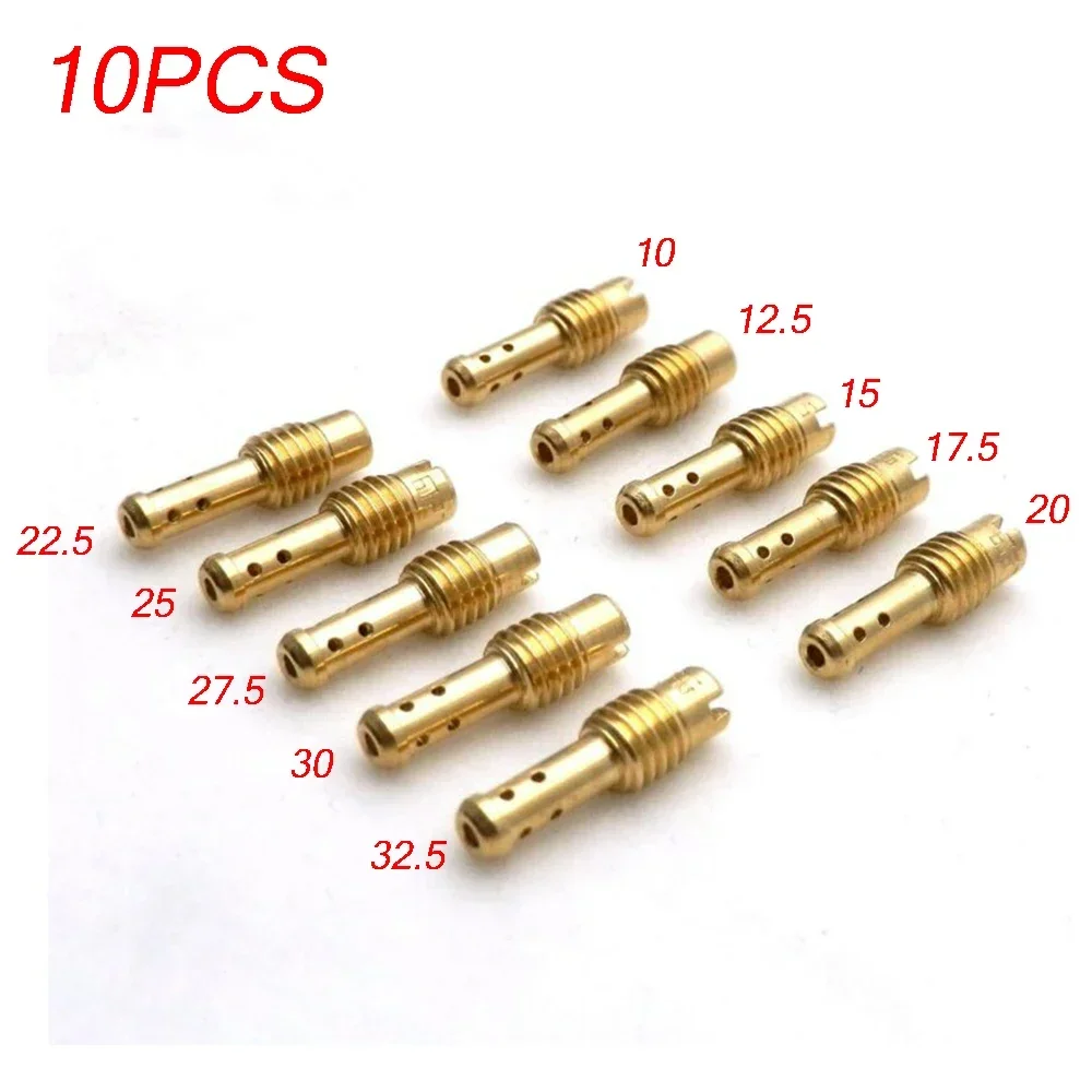 10X Motorcycle Carburetor Main Jets Idle Pilot Jet 8 Bleed Holes For MIKUNI VM/TM/TMX Carburetor 10-32.5 High Quality
