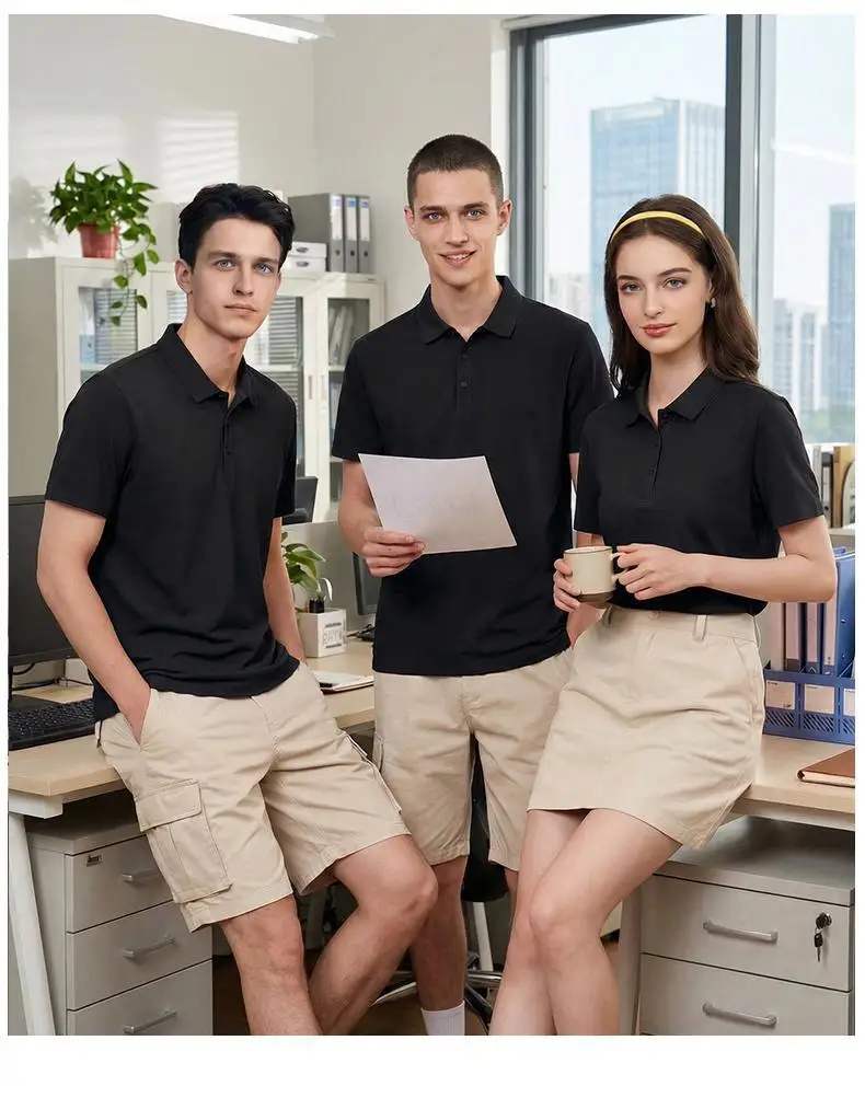 Neues Sommer-Eisseide-POLO-Shirt Kurzarm Professionelles T-Shirt Nahtlos Weich Hochwertig Einfarbig Firmen-Gruppenuniform – Detail 13