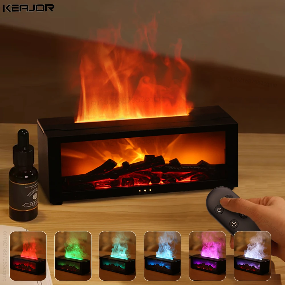 Nawilżacz aromatyczny Dyfuzor olejków eterycznych z płomieniem Nawilżacz powietrza Dyfuzor zapachowy do aromaterapii z oświetleniem RGB i pilotem