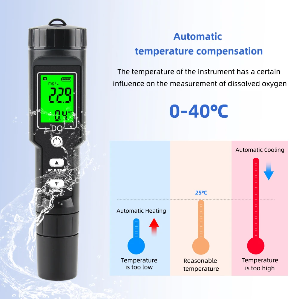 Professional DO9100 Dissolved Oxygen Meter Digital DO Test Water Quality Analyzer for Seawater Freshwater Fish Tank Aquaculture