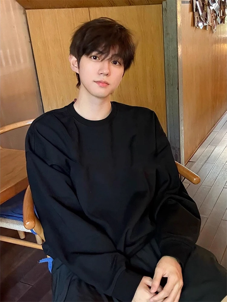 

Cleanfit Men's Long Sve round Ne T-irt Pure Cotton Color Base irt American Casual Sle Top for Autumn