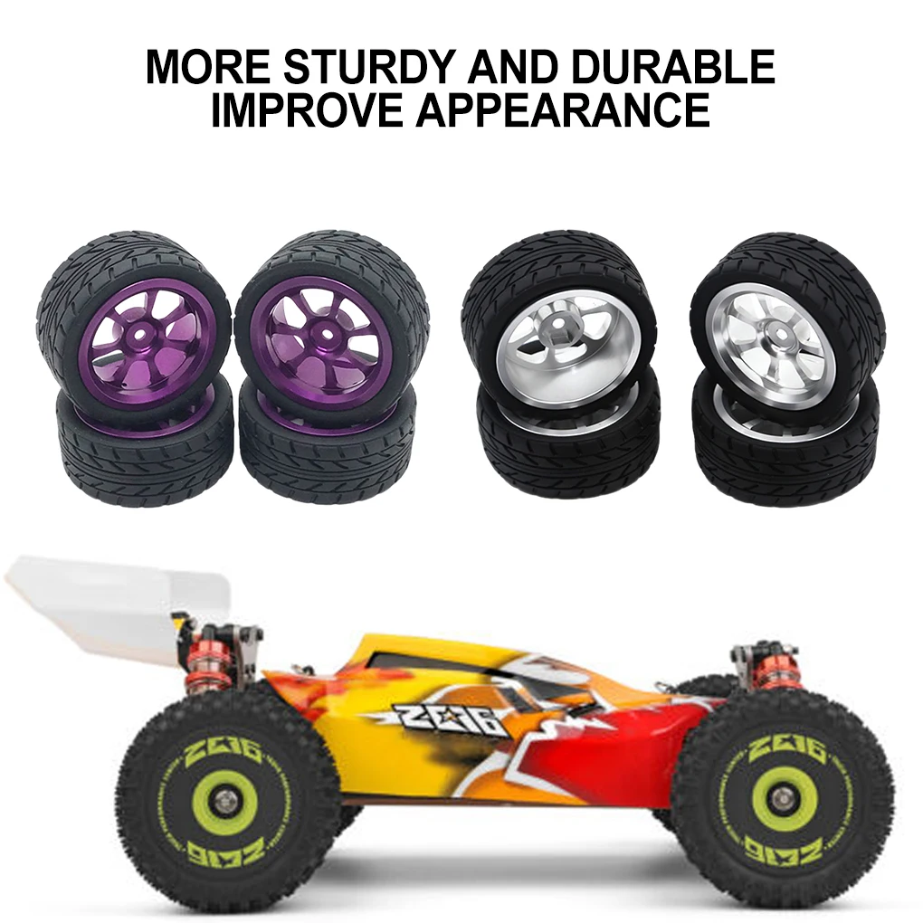 4x 1/14 Wheel Rims Tyre RC Upgrade Part Aluminum Alloy Durable Rc Wheel Rims Tyre For 144001 RC Car Part