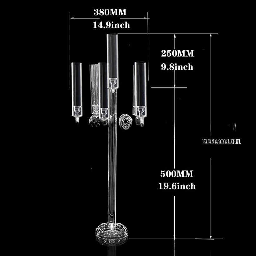 New Transparent Acrylic Birthday Party Wedding Scene 6 Arms Banquet Hall Candlestick Table Decoration