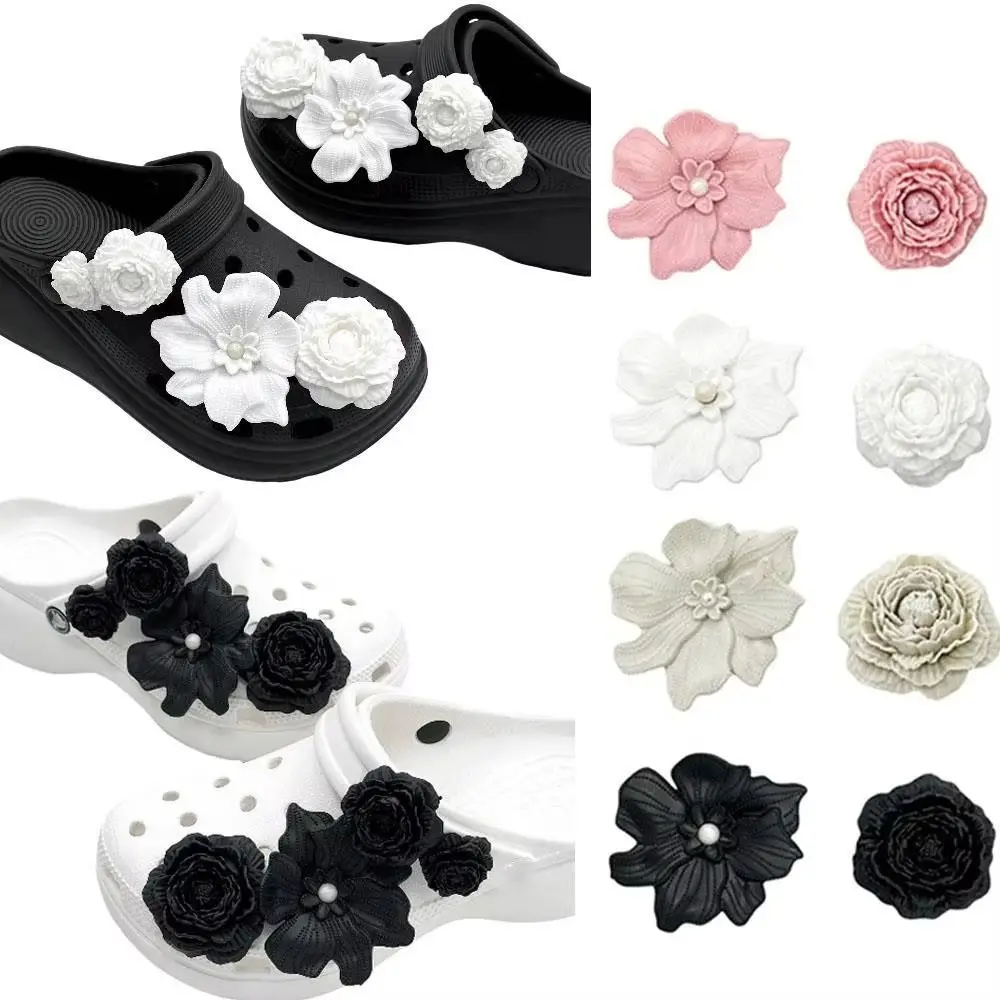 8Pcs 3D Flower Beach Shoe Charms Clip Buckle Detachable Shoe Decorations DIY Perforated Shoes Accessories Perforated Shoes