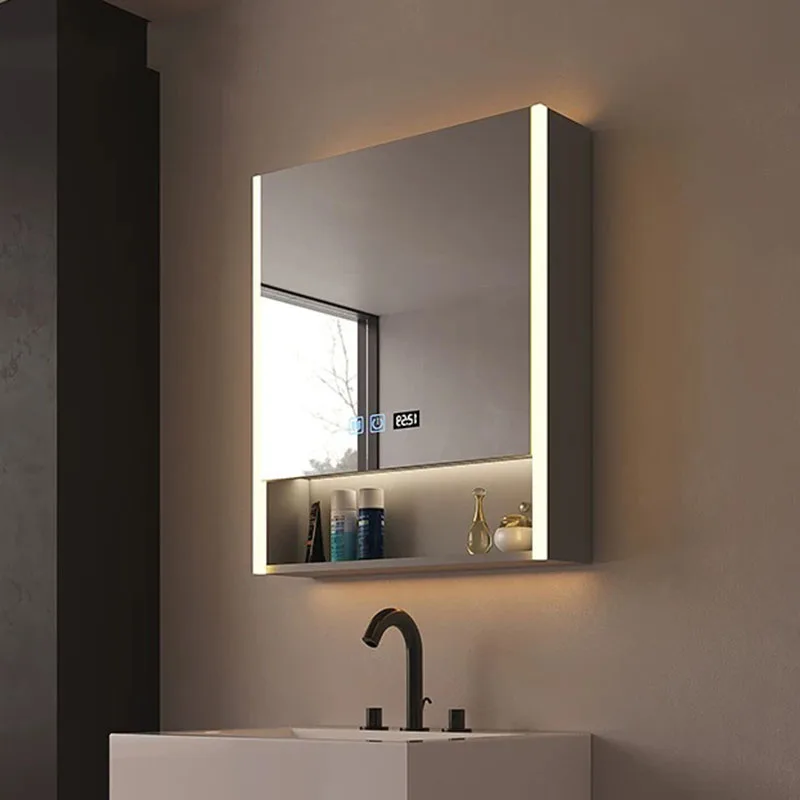 Luxury Modern Bathroom Cabinet Wooden Decorations Display Makeup Shelves Cupboard Mirror Organizer Gabinete Salon Furniture view 6