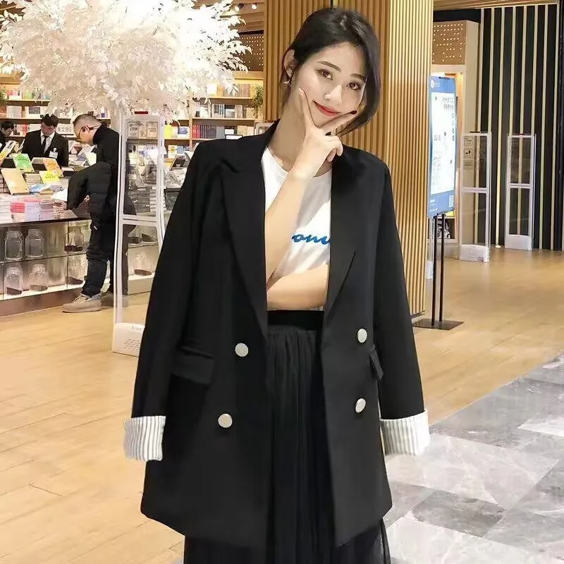 Women's Spring and Autumn 2026 New Design Temperament Commuting Korean Version of Casual Trendy Suit Women Black Lace-up Blazer