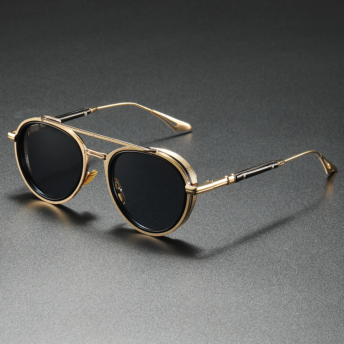 Exquisite Sonnenbrille Männer 2025, neue Marke Designer Runde Pilot Punk Sonnenbrille Mann Unisex Luxus Gläser Lentes De Sol Hombre