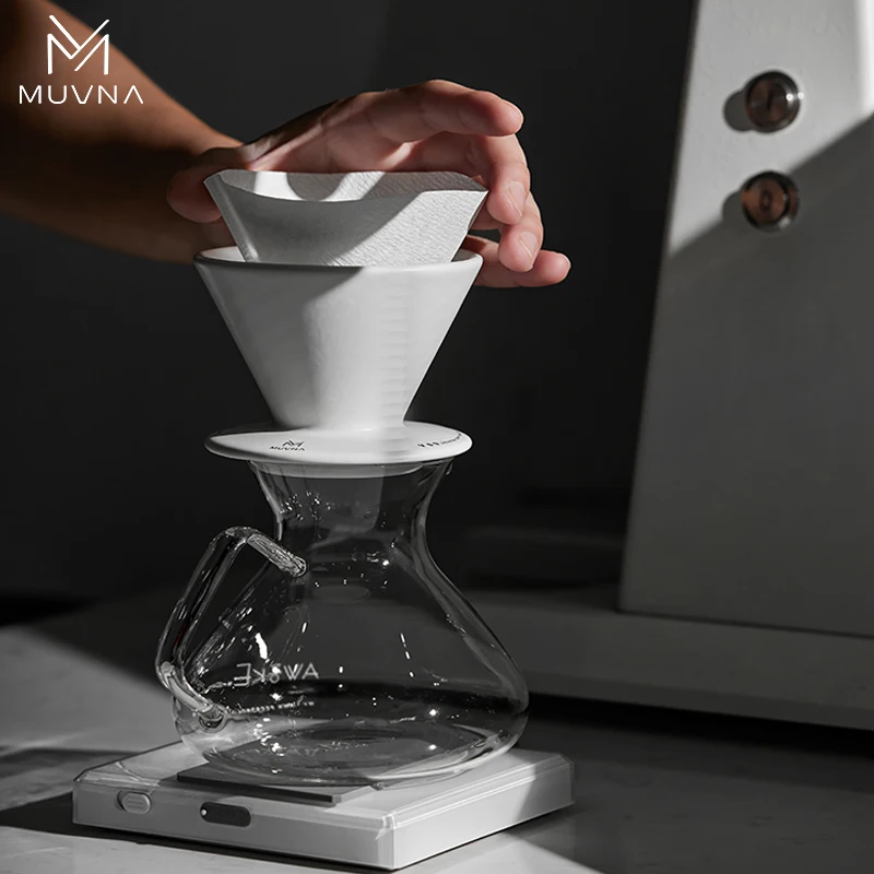 MUVNA XingWo Ceramic Coffee Dripper,Fast Extraction Pour Over Coffee Filter,1-2 Cups Barista Brewer Tools&Espresso Accessories