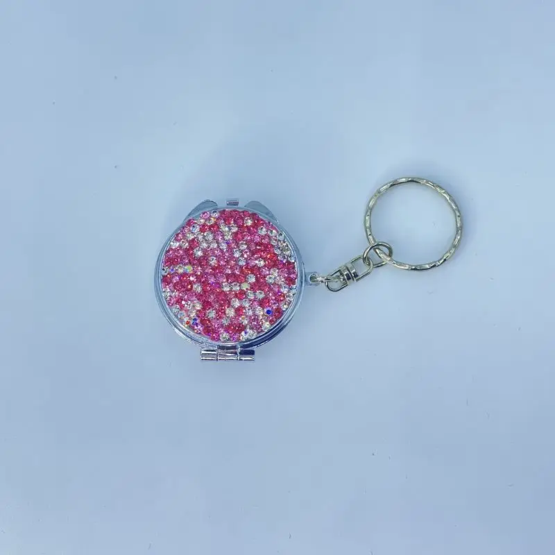 Diamond-Encrusted Foldable Small Mirror Creative/portable Double-Sided Cute Handheld Clamshell Type Can Stand for Girls