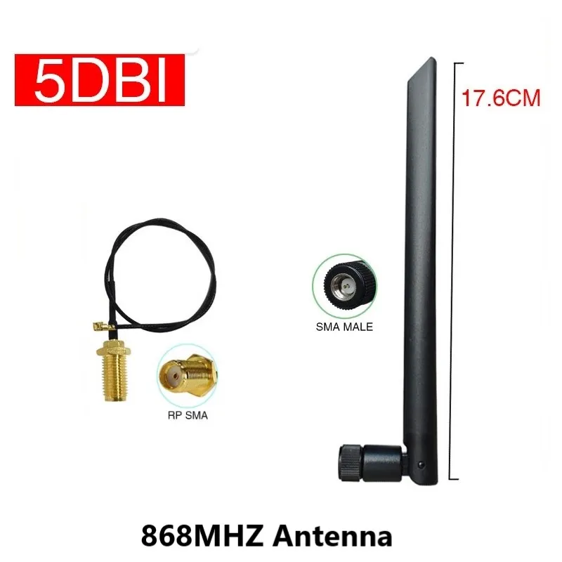 GWS 2pcs 868MHz 915MHz Antenna 5dbi SMA Male Connector GSM 915 MHz 868 IOT antenne 21cm RP-SMA/u.FL Pigtail Cable