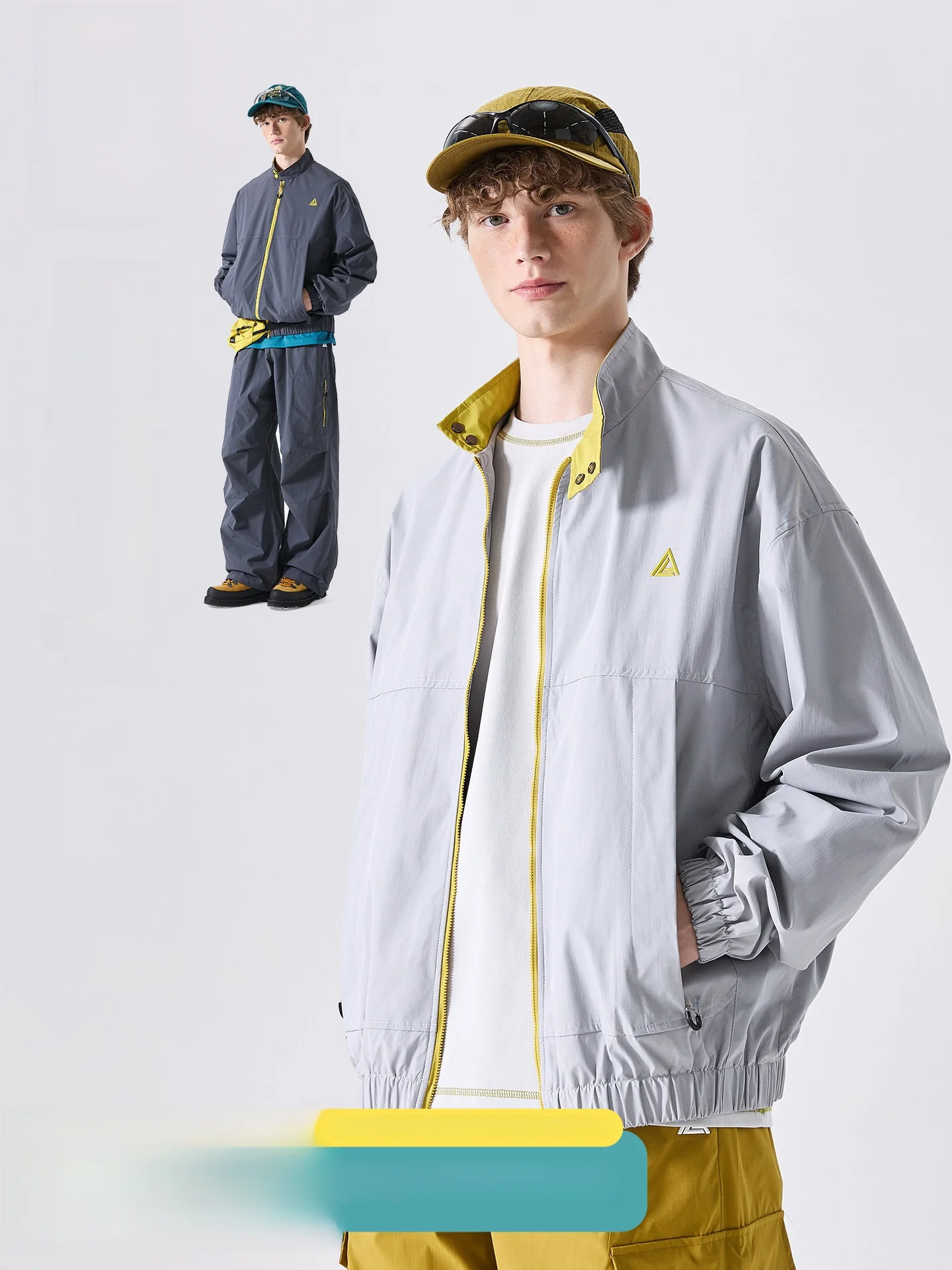 LAZY DAY Men's Outdoor Three-Proof Water-Resistant Zipper Collar Jacket Casual Loose Fit Spring Autumn Versatile Lightweight
