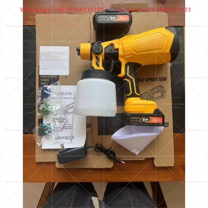 1000ML Cordless Brushless Paint Sprayer Adjustable Flow Control Airless Electric Spray Gun Painting Cleaning Power Tool