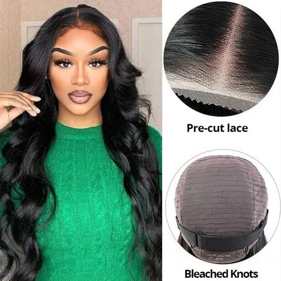 Natural Black 22 Inch 13x HD Lace Wig Human Hair Wig Glueless Precut Water 13X6 Front Waves Women Human Hair 150% Wigs