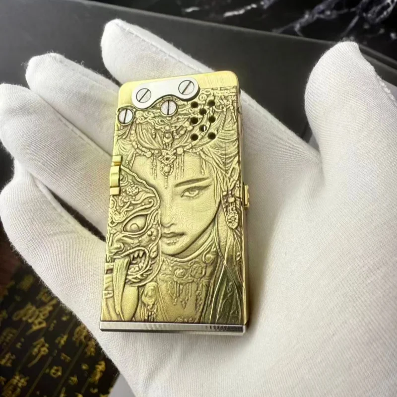 

Латунная механическая автоматическая топливная зажигалка ручной работы, топливная зажигалка из титанового сплава, коллекция зажигалки, элитный подарок