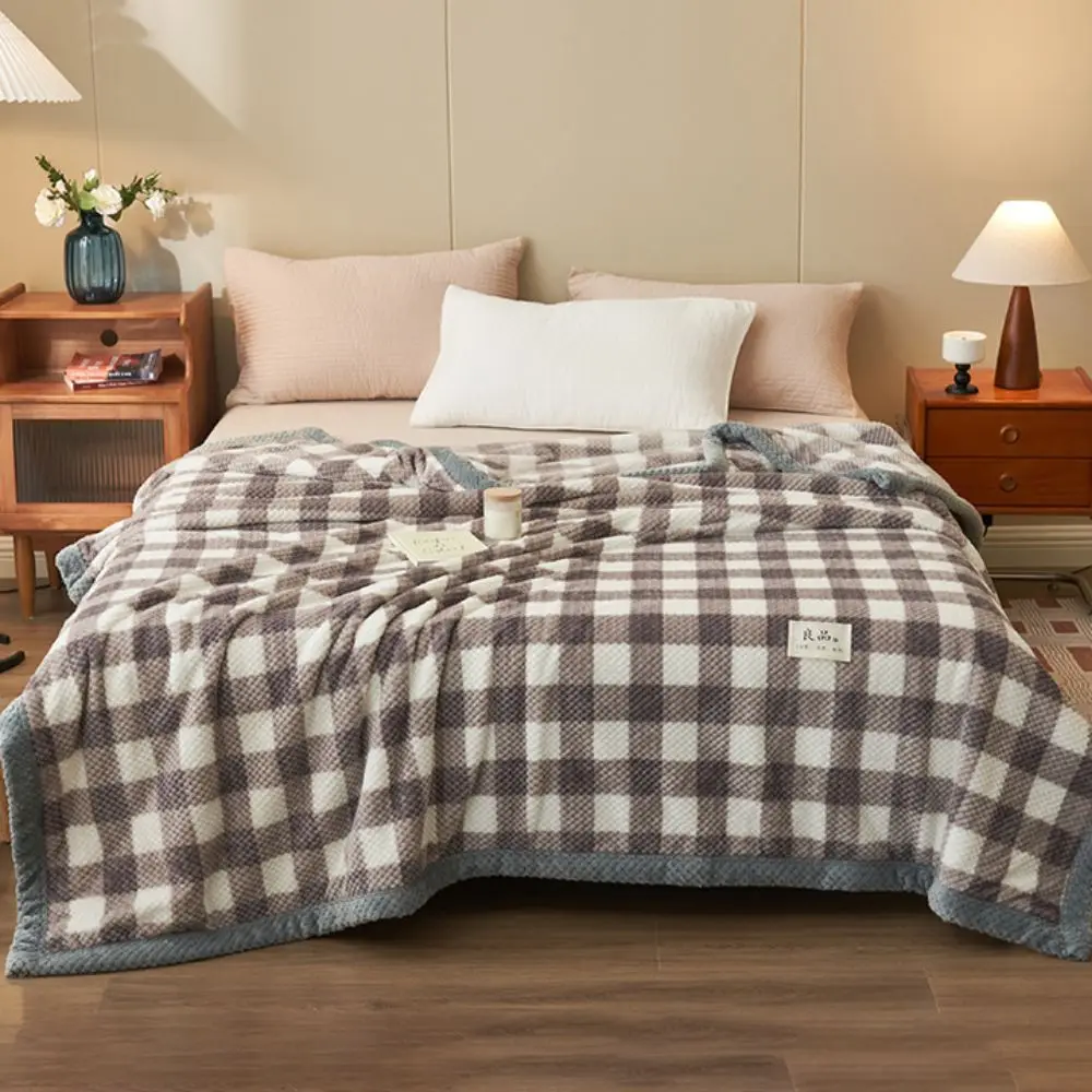 Modern Japanese-style Winter Throw Blanket Warm Soft Sofa Throw Coral Fleece Washable Sleep Blanket Autumn