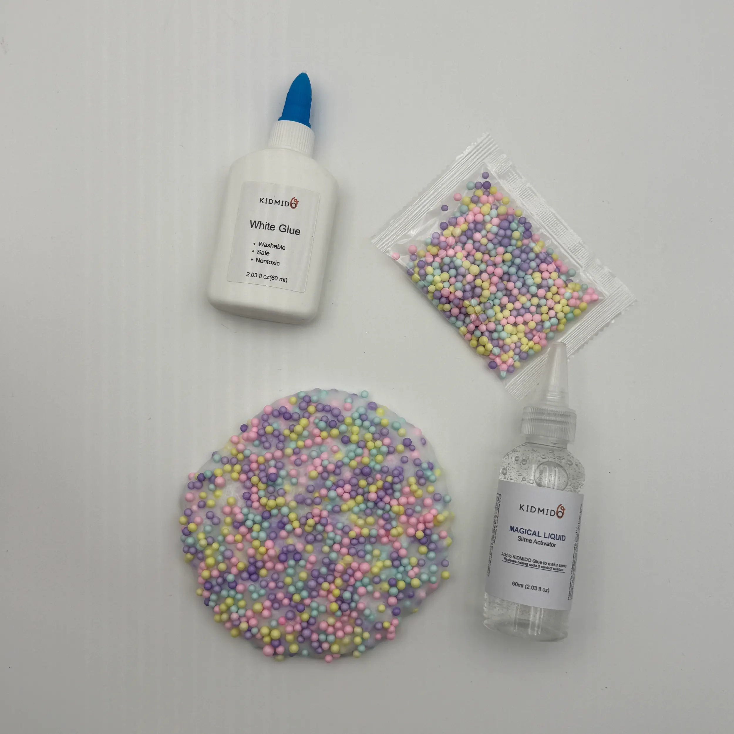 KIDMIDO - Kit de Slime DIY inclui cola branca, ativador de Slime e bola de espuma colorida