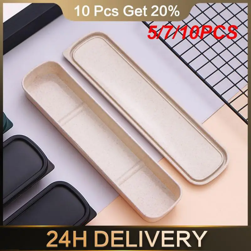 5/7/10PCS Storage Box Easy To Clean Transparent Cutlery Box Collectibles Cutlery Storage Box One-piece Molding Wheat Straw