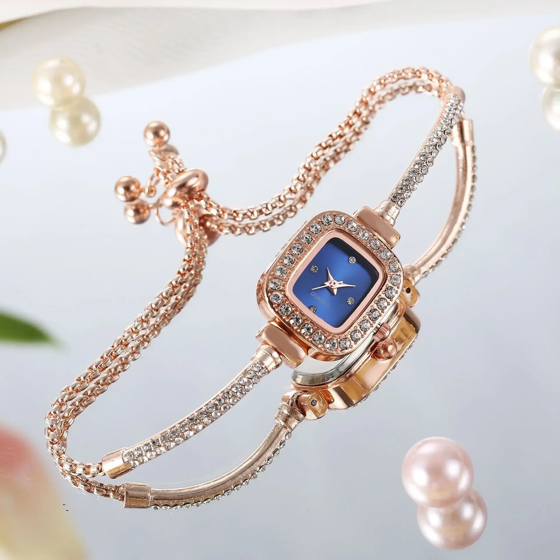New Fashion Inlaid Diamond Square Ladies Watch Freely Adjust The Bracelet Wristwatch Women's Quartz Watches