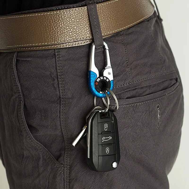 Men\'s Keychain Hook Stainless Steel Buckle Outdoor Carabiner Climbing Tool Double Ring Car Fishing Key Ring Car Hook Accessories