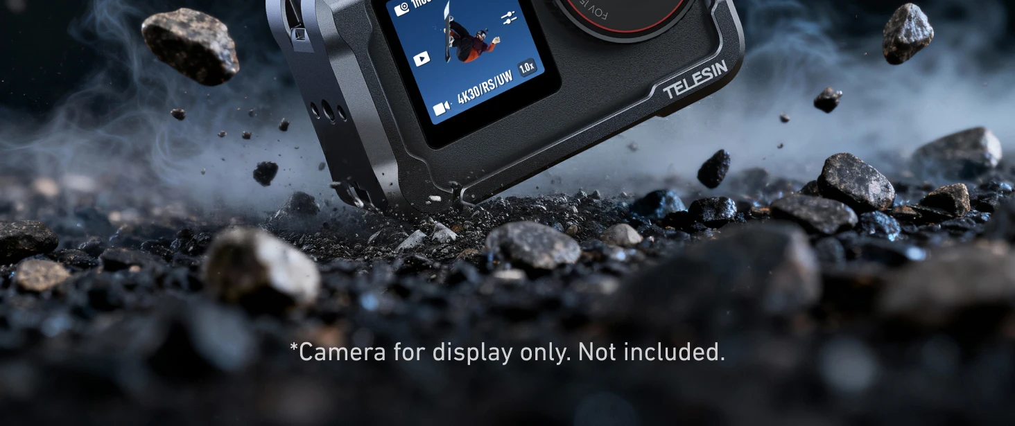 TELESIN Aluminiumlegierung Schutzgehäuse mit Dual Cold Shoe Adapter für DJI OSMO Action Kamera Metall Rabbit Cage Zubehör 6 – Detail 2