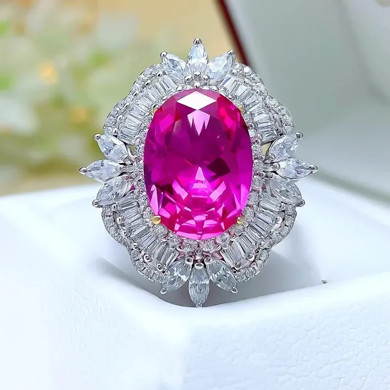 

Роскошное кольцо с розовым турмалином на 10 карат, серебро 925 пробы, изысканное импортное корундовое голубиное яйцо, европейское и американское ретро