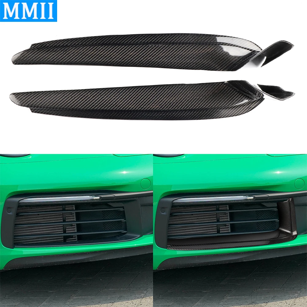 For Porsche 911 992 Carrera 2019-2022 Carbon Fiber Front Lip AirInlet Wind Blade Trim Cover Car Retrofit Decoration Accessories