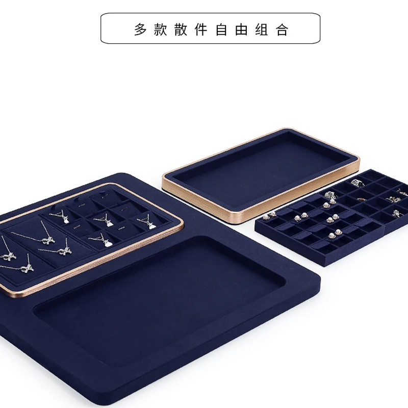 

New navy blue microfiber jewelry plate bracelet ring earring display props necklace display