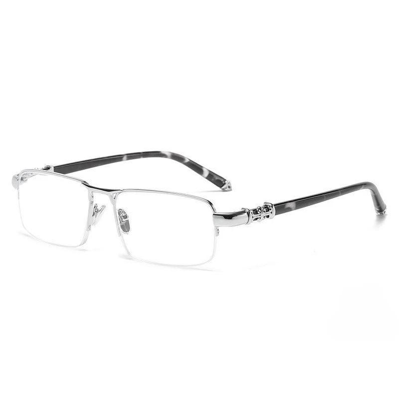 Modische Halbrahmen-Lesebrille für Männer und Frauen, hochwertige Anti-Blaulicht-Ultraleichte Presbyopie-Brille, 0+100 bis+400 – Detail 6