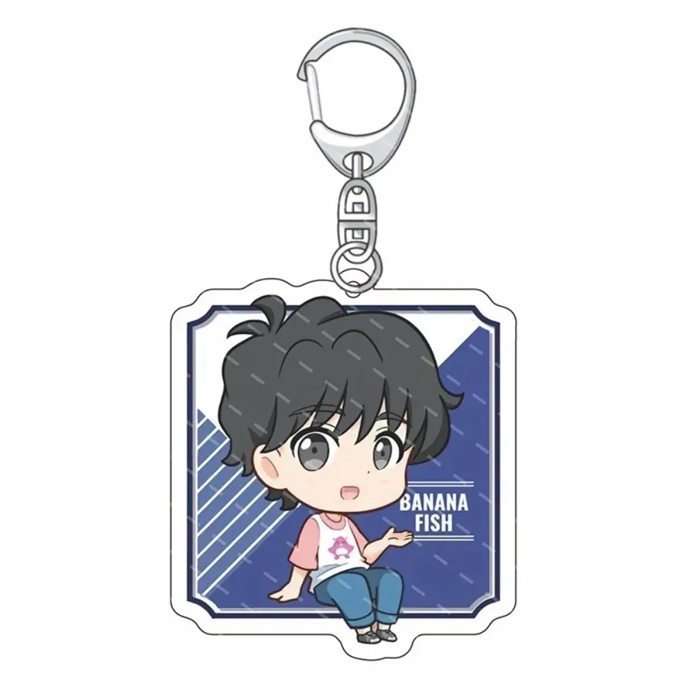 Anime Keychain Ash Lynx Okumura Eiji Cosplay Cartoon Figure Double Sided Acrylic Key Chain Bag Pendant Keyring Gift