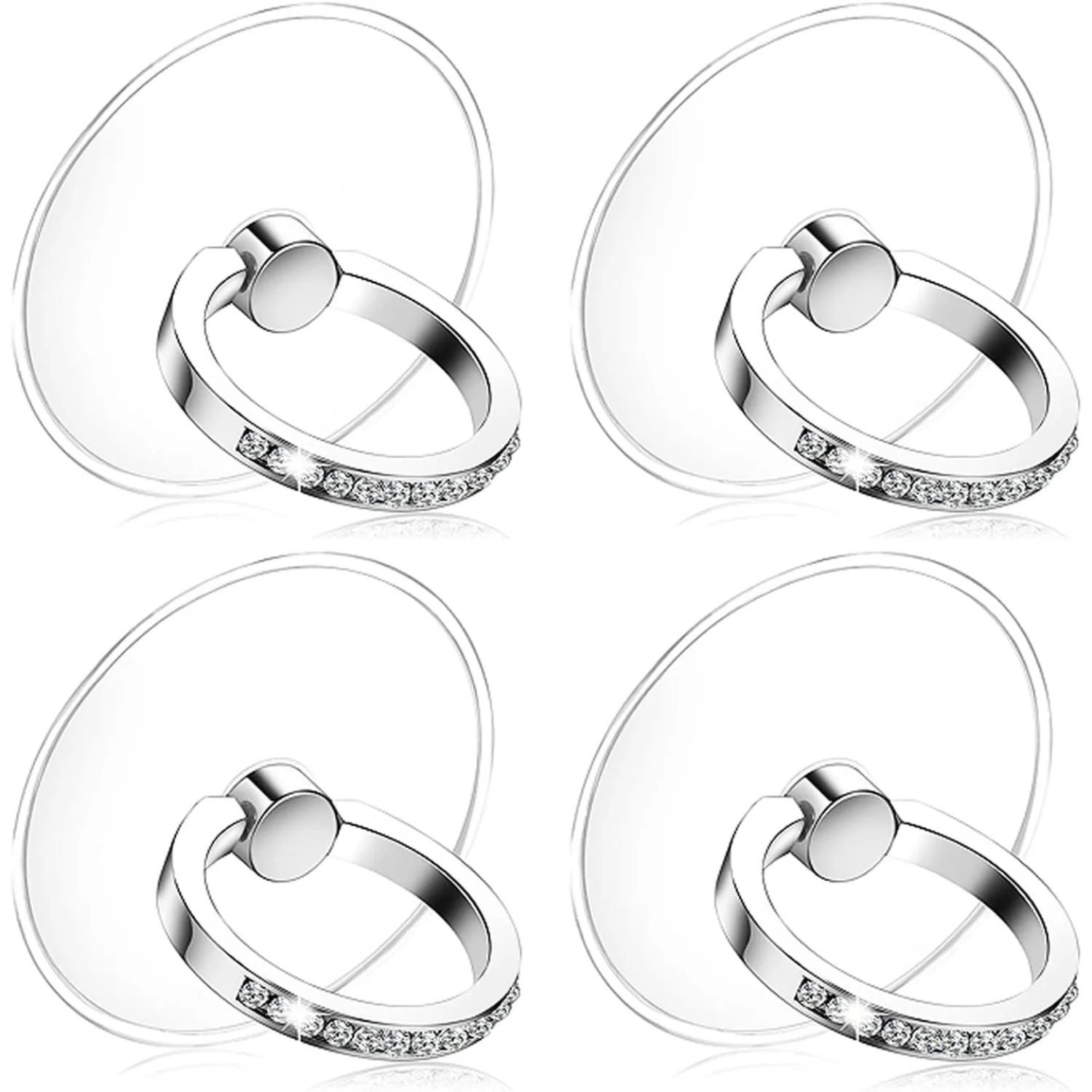 Cell Phone Ring Holder Stand 4 Packs, Glitter Phone Ring Finger Kickstand , Clear Phone Ring Compatible with Various Mobile