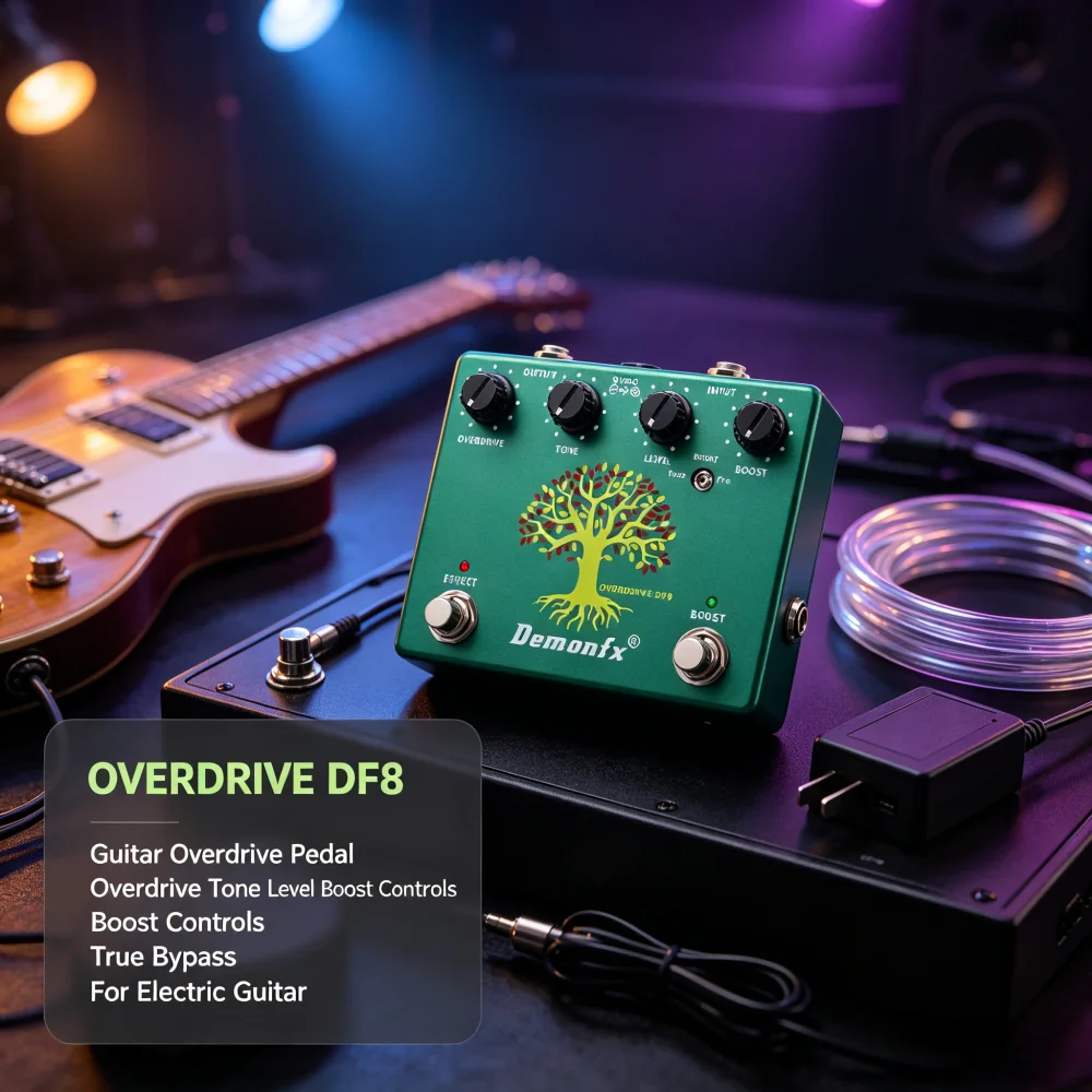DF8 Overdrive Guitar Effects Pedal - Tone Level Boost Pre Controls True Bypass Drive Stompbox for Electric Guitar And Bass
