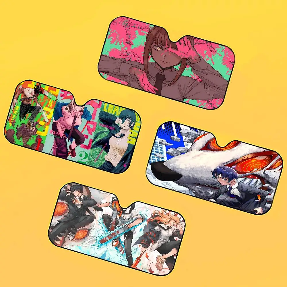 

Мультяшный человек с бензопилой, автомобильный солнцезащитный козырек, автомобильный солнцезащитный козырек, универсальный складной козырек на ветровое стекло