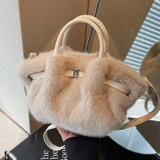 

JIAERDI Sweet Cute Fluffy Shoulder Bag Women Soft Pleated Large Capacity Tote Bag Ladies Korean Minimalist Cloud Crossbody Bags