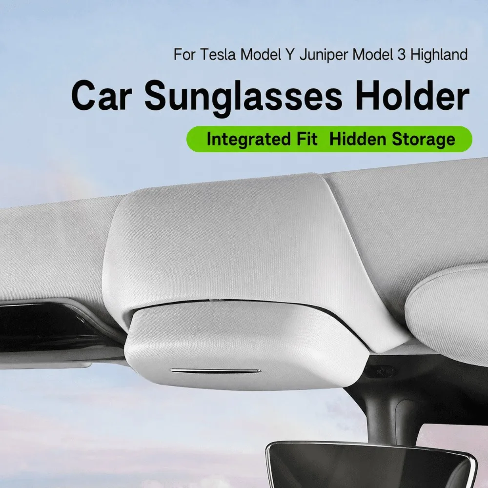 Car Sunglasses Holder For Tesla Model Y Juniper Model 3 Highland Eyeglasses Storage Box Interior Organizer Auto Accessories Case