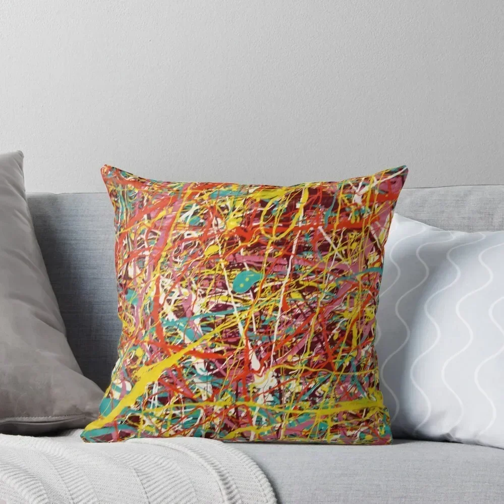 Modern Abstract Jackson Pollock Painting Original Art Throw Pillow Cushions Cushions For Sofa pillow