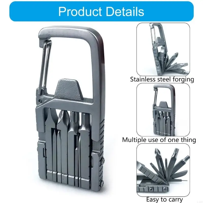 Keychain Multitool 13 in 1 Folding Multi Tool Stainless Steel Outdoor Screwdriver Bit For Outdoor Home Improvement L4MF