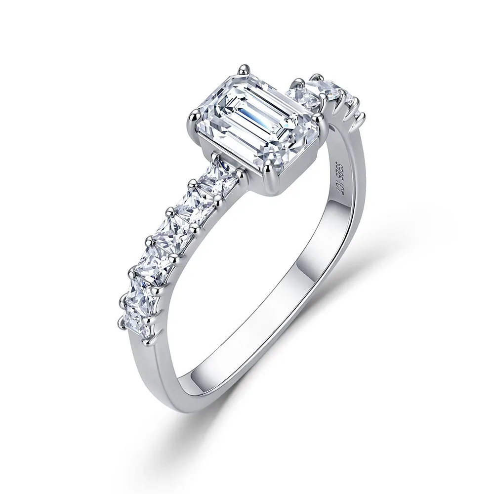 Apexelle Luxury Jewelry 925 Sterling Silver Ring Moissanite Diamond Emerald D Color Rings GRA Certificate For Women Jewelry