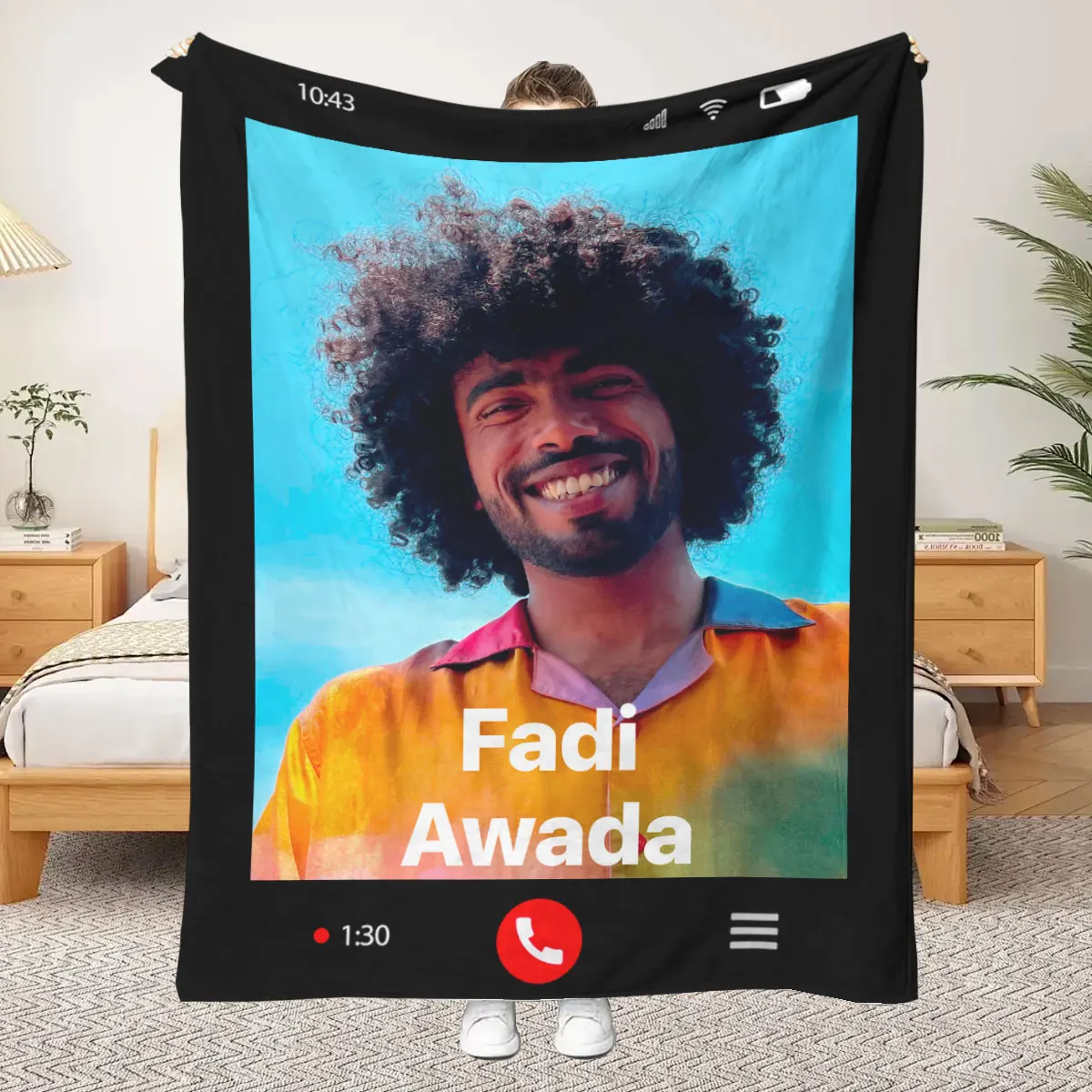 Kreatives Design – 1 Stück simulierte echte Video-Anrufserie, Foto-Upload, personalisierte Decke für Sofa, Bett, Büro, Auto und Outdoor-Reisen – geeignet für alle Jahreszeiten, Weihnachten, Halloween,