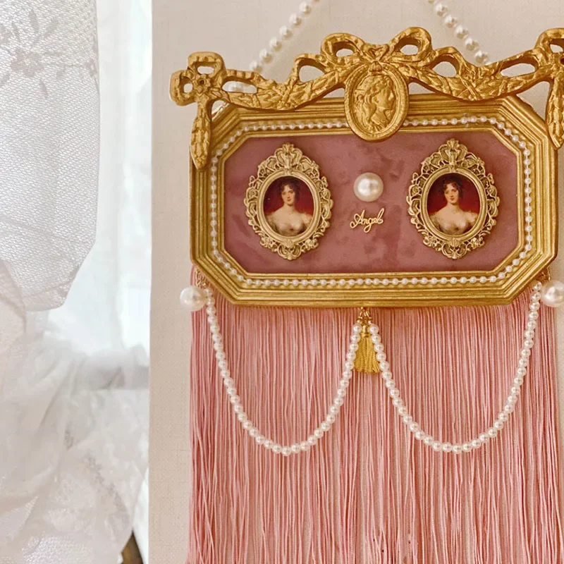 

Pink Tassel European Room Decor Chic Retro Living Room Stereo Painting Unique Electricity Meter Box Cover Stylish Functional Art