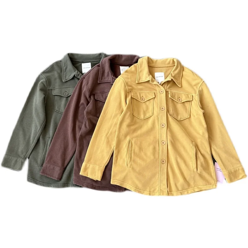 Damen Große Größe Fce Sweatirt Single Button Reine Farbe Kragen Casual Frühling Herbst Jaet Kragen Lange Sve Cott...