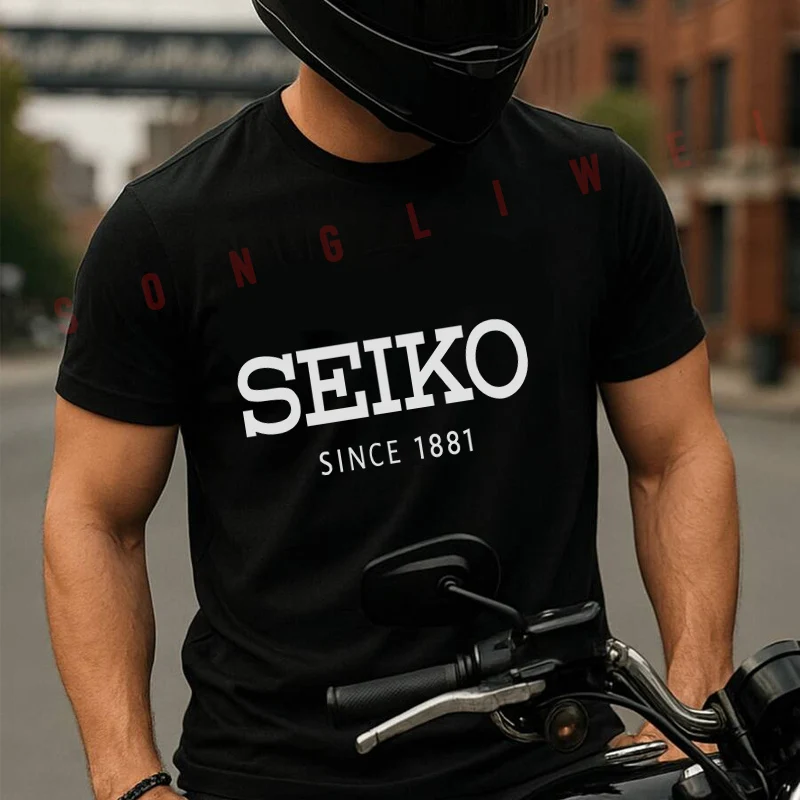 

New Sale Seiko Logo Men's Fashion Moto T-shirt Casual Trendy Tshirts For Summer Comfortable Short Sleeve Tops